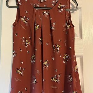 LOFT Outlet Terracotta Pink Floral Tank Blouse